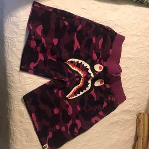 Purple shark bape shorts